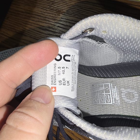 On Running Men's Athletic Shoes in Gray and Yellow - Picture 6 of 7